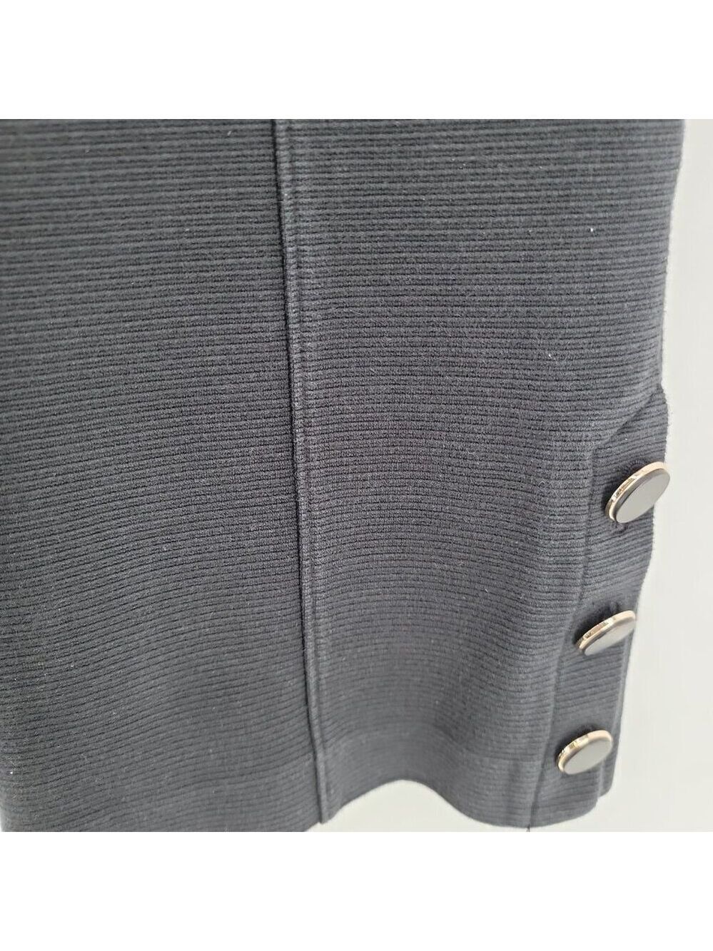 Ann Taylor Ribbed Ponte Knit Pants Black Side Zip Button Cuff Detail Size 4 - Picture 6 of 13